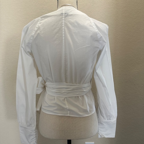 PINKO White Long sleeves Wrap Around Top - Picture 5 of 9